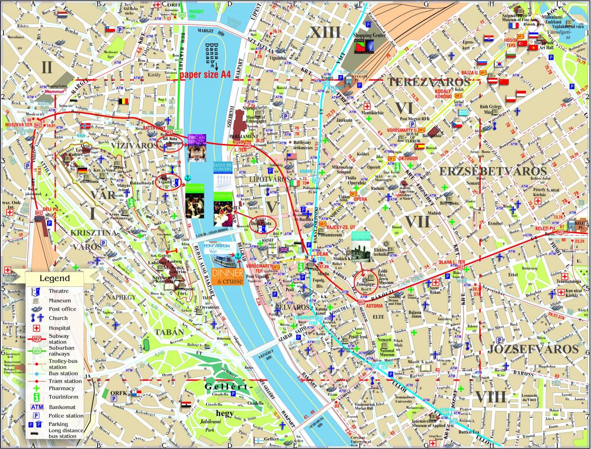 budimpešta mesto zemljevid z znamenitostmi