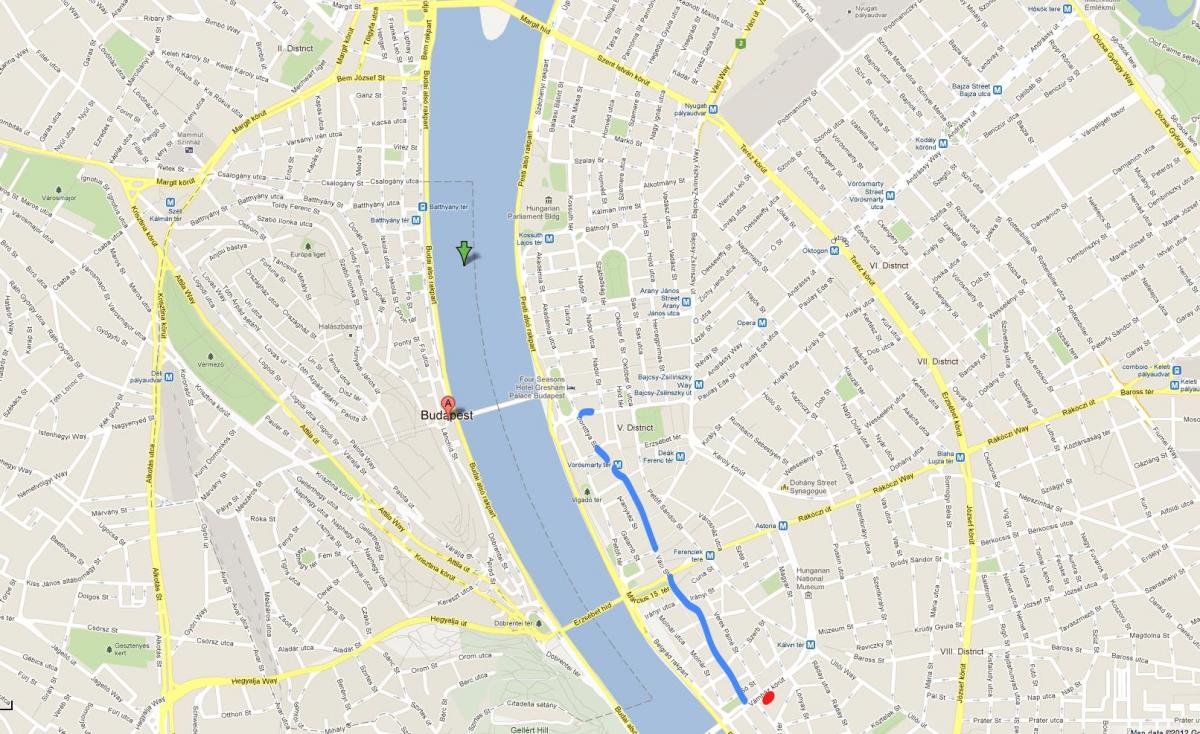 zemljevid vaci ulici budimpešti