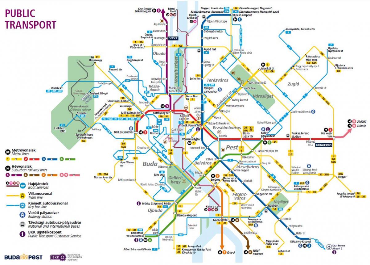 budimpešta avtobusne linije zemljevid