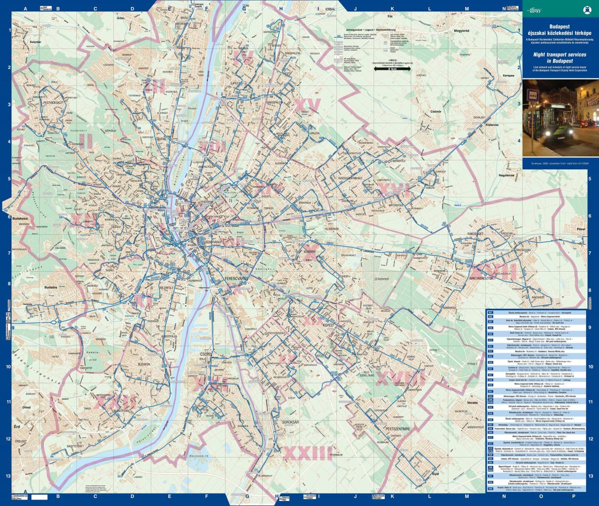budimpešta nočni bus zemljevid