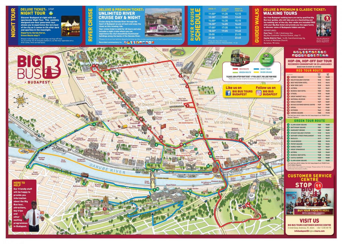 budimpešta big tour bus zemljevid