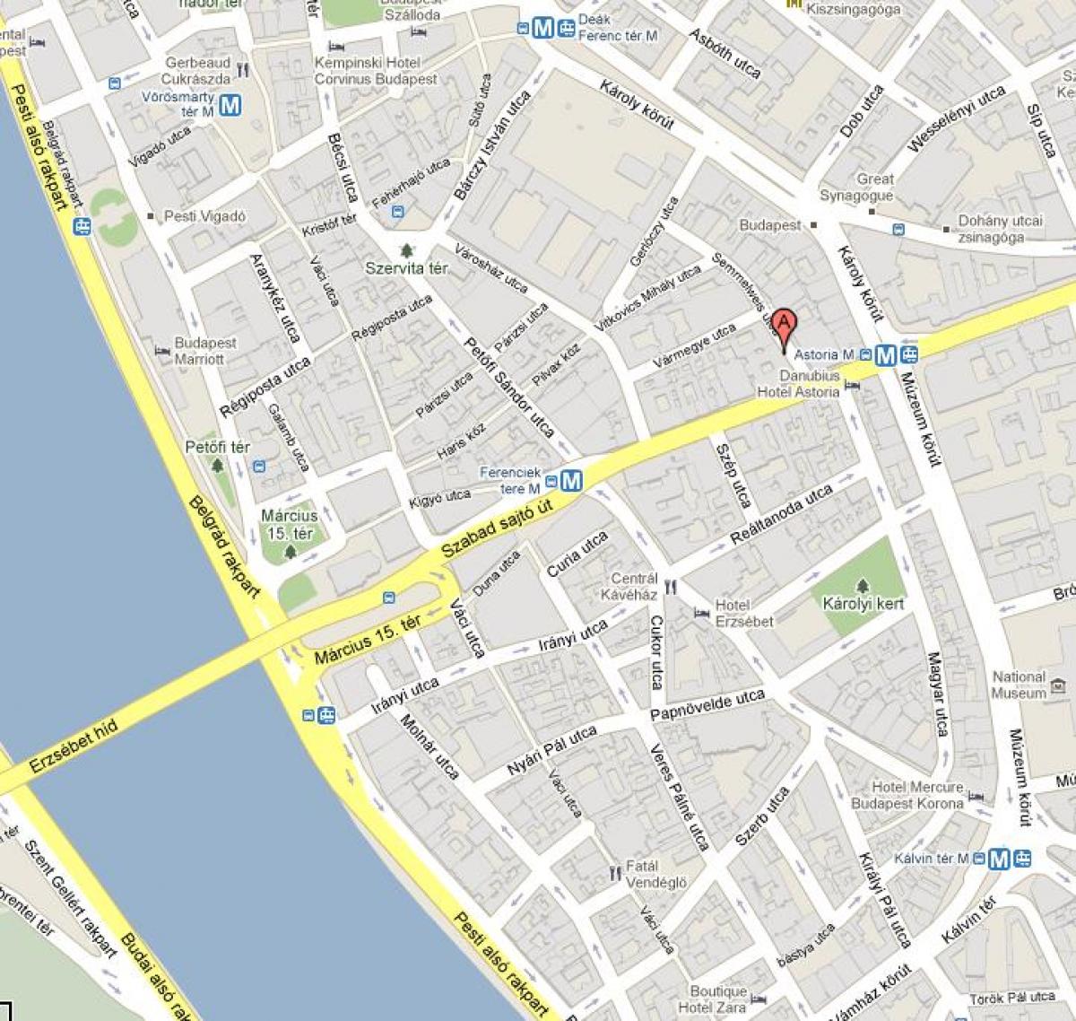 zemljevid budimpešti hostel