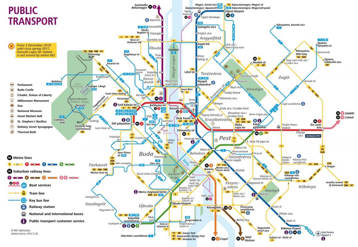 zemljevid budimpešti javni prevoz