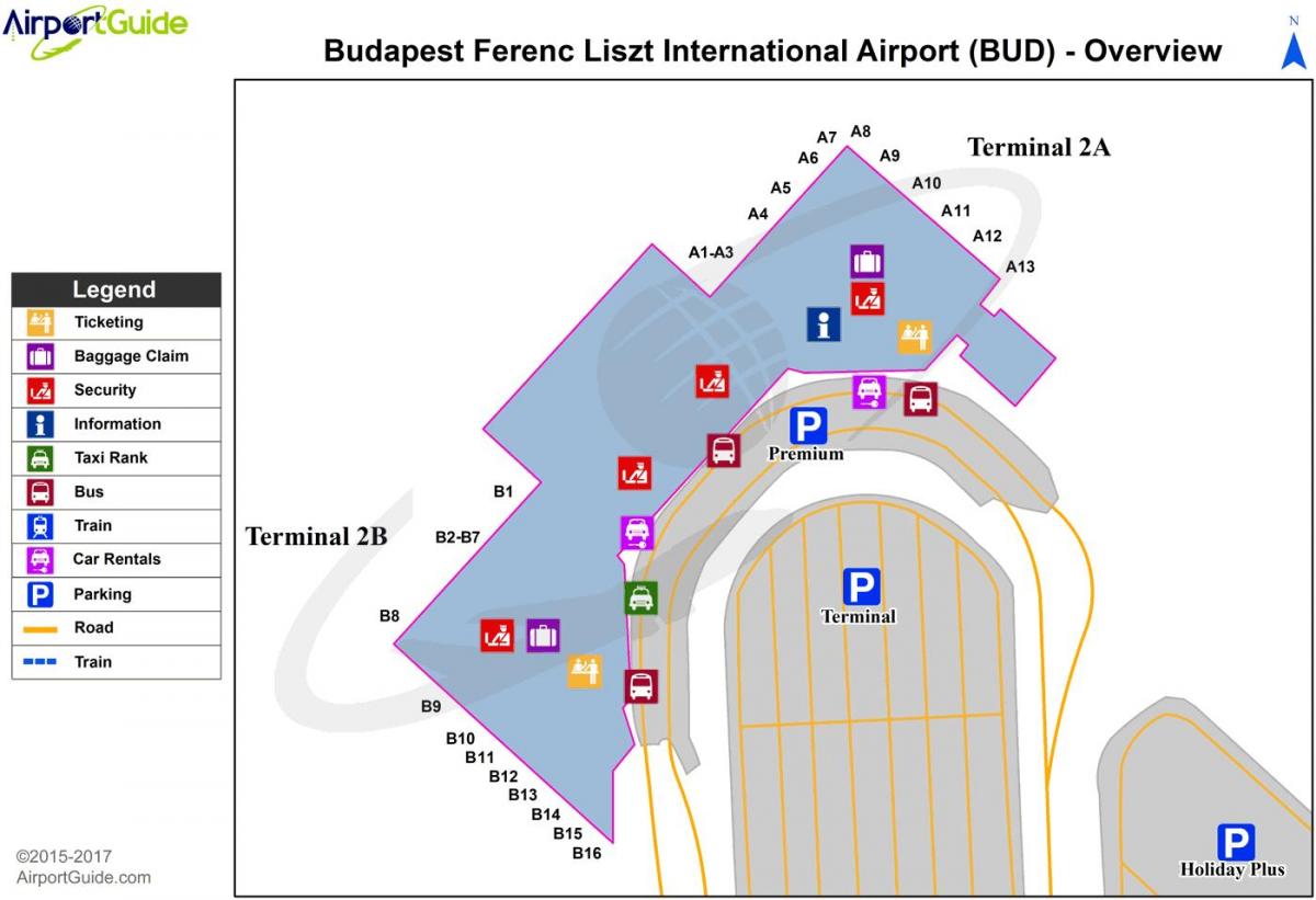 budimpešta zemljevid letališča terminal 2a
