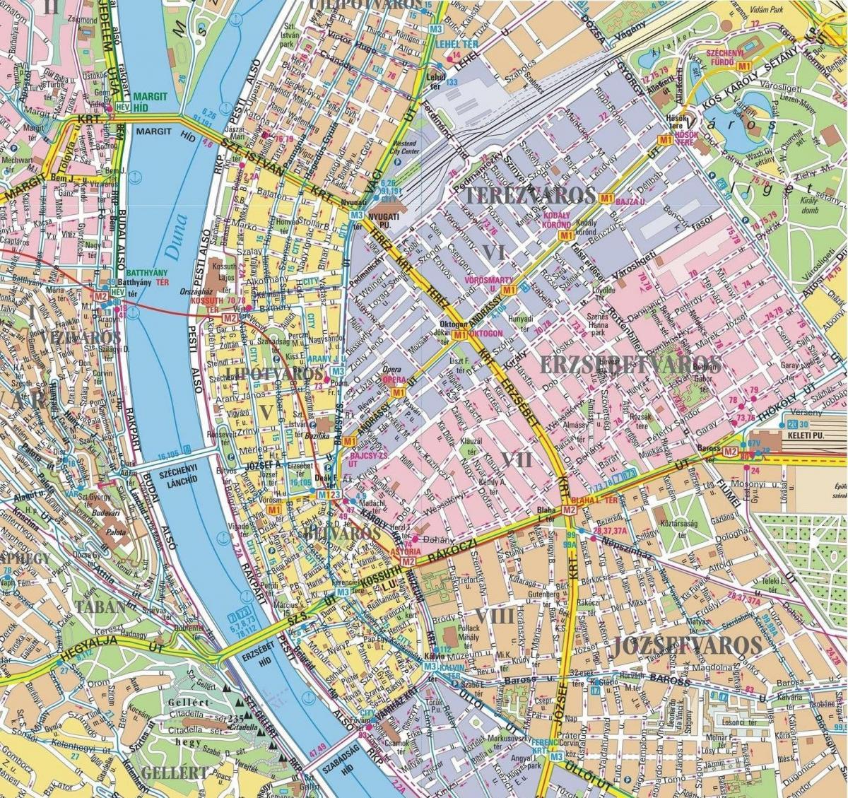 zemljevid okolišev v budimpešti