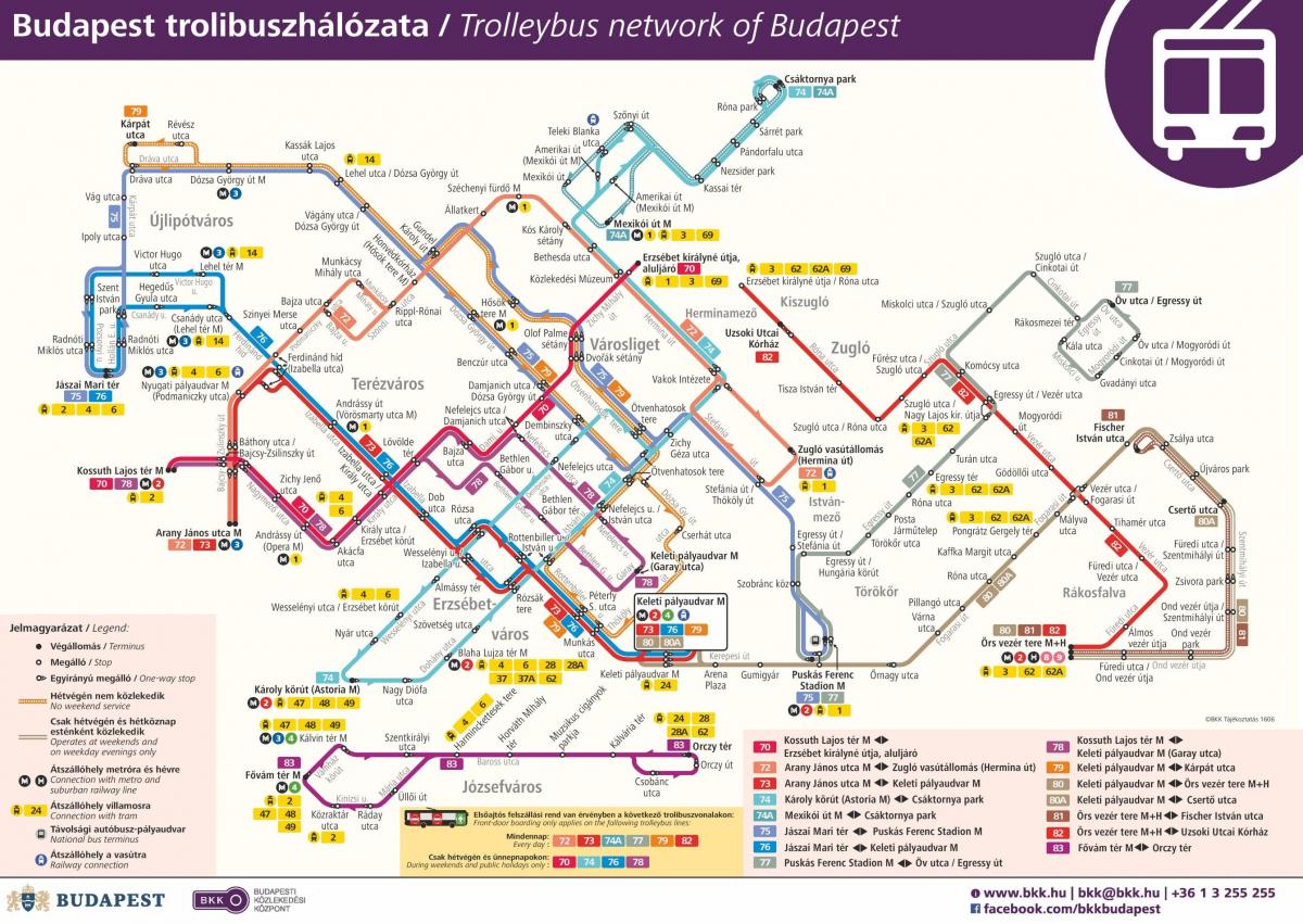 zemljevid budimpešti trolejbusnega