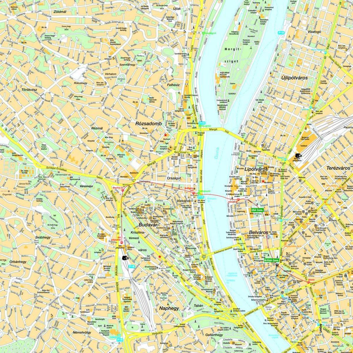 budimpešta center zemljevid